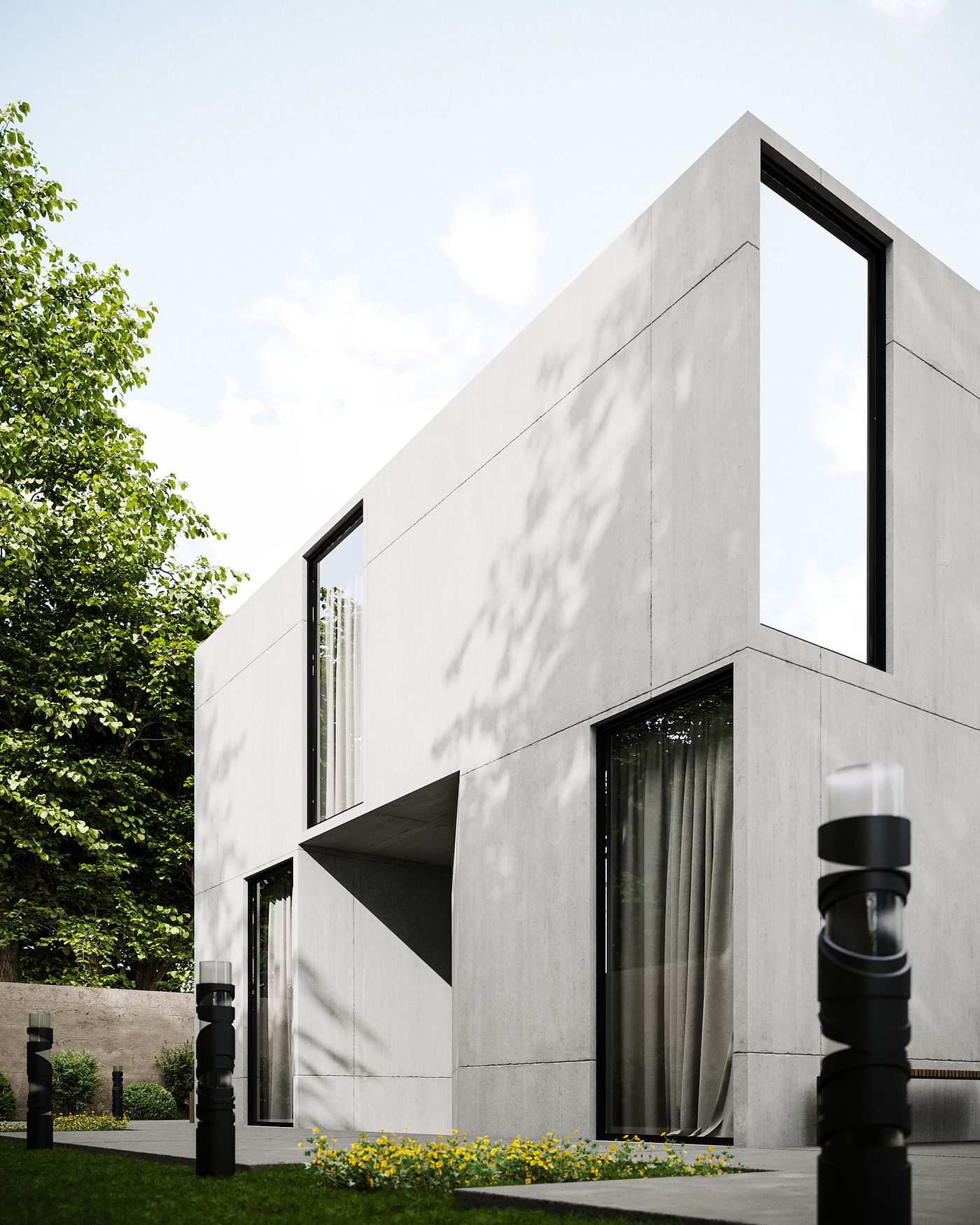 Modern home with large residential windows